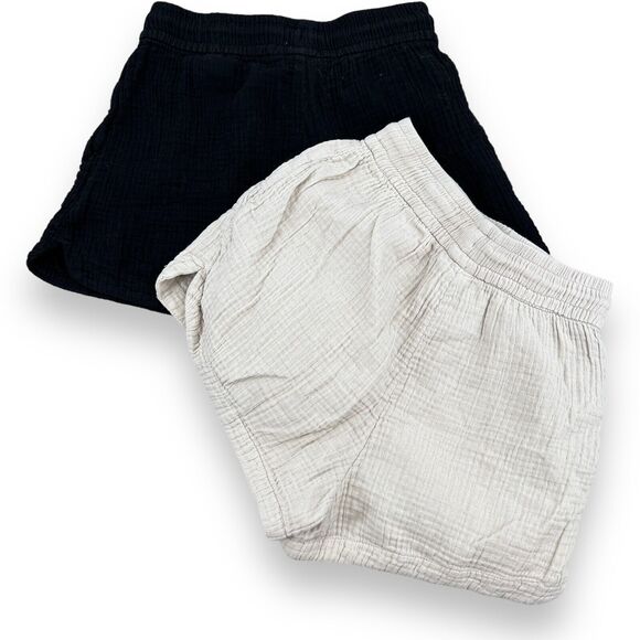 H&M Bundle of 2 Black and Tan Cotton Shorts Pull On with Pockets Women's XS - Picture 2 of 8